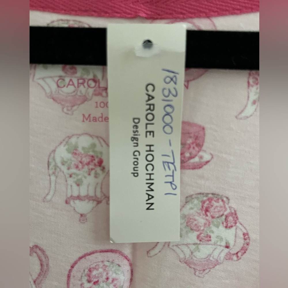Midnight by Carole Hochman Pink and Green Tea Print Nightshirt 100 %Cotton - Picture 11 of 11